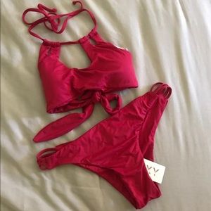 ROXY Red Halter Top Bikini